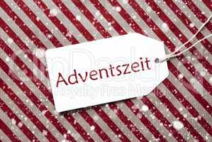 Label On Red Paper, Adventszeit Means Advent Season, Snowflakes