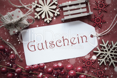 Nostalgic Christmas Decoration, Label With Gutschein Means Voucher