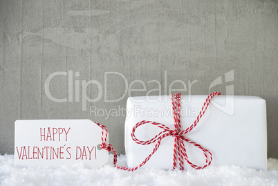One Gift, Urban Cement Background, Text Happy Valentines Day