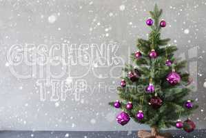 Christmas Tree, Snowflakes, Cement Wall, Geschenk Tipp Means Gift Tip