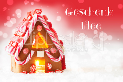 Gingerbread House, Red Background, Geschenk Idee Means Gift Idea