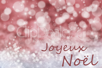 Red Bokeh Background, Snow, Joyeux Noel Mean Merry Christmas
