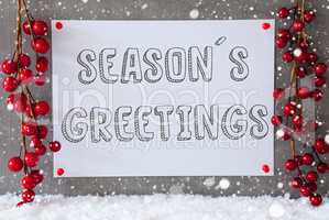 Label, Snowflakes, Christmas Decoration, Text Seasons Greetings