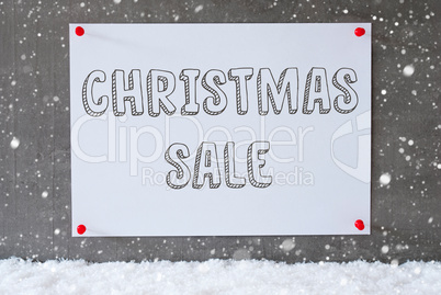 Label On Cement Wall, Snowflakes, Text Christmas Sale