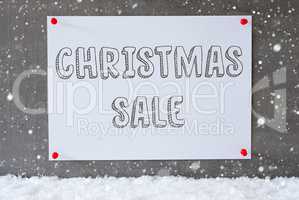 Label On Cement Wall, Snowflakes, Text Christmas Sale