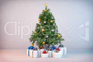 3d - christmas tree - christmas presents