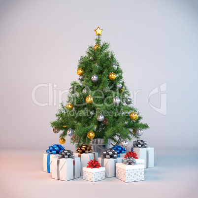 3d - christmas tree - christmas presents