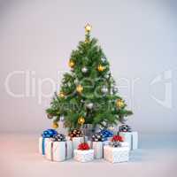3d - christmas tree - christmas presents