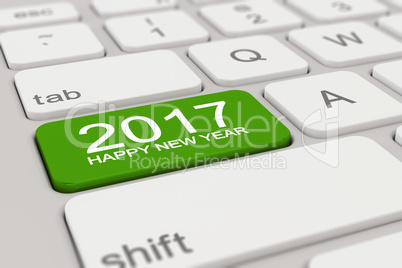 3d - keyboard - 2017 - happy new year - green