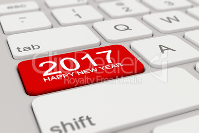 3d - keyboard - 2017 - happy new year - red