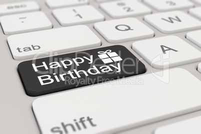 3d - keyboard - happy birthday - black