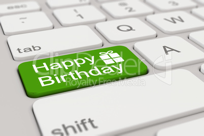 3d - keyboard - happy birthday - green