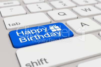 3d - keyboard - happy birthday - blue