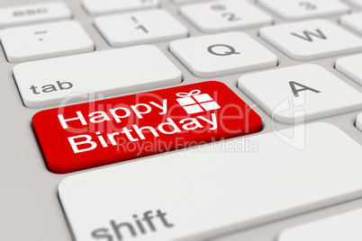3d - keyboard - happy birthday - red