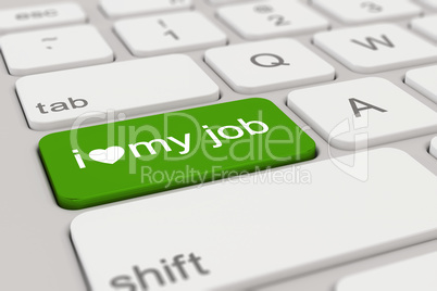 3d - keyboard - i love my job - green
