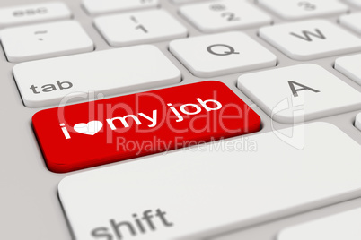 3d - keyboard - i love my job - red