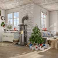 3d - scandinavian flat - christmas