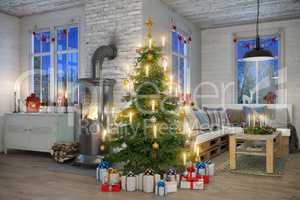 3d - scandinavian flat - christmas