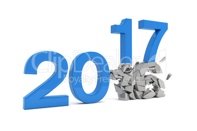 3d render - new year 2017 change concept - blue