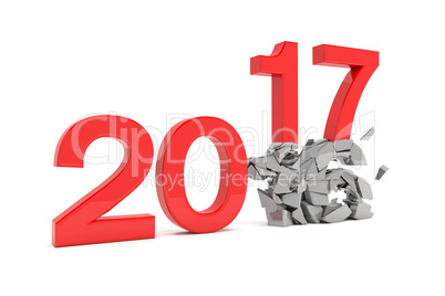 3d render - new year 2017 change concept - red
