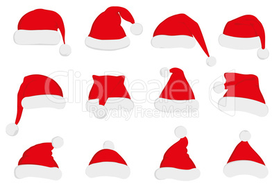 Santa Claus red hat set on white