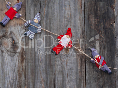 Rag dolls hanging on a rope