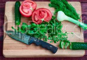 Seasonal vegetables on a kitchen board