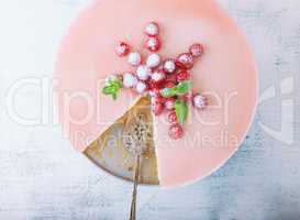 Raspberry yogurt cake decorated with the berries