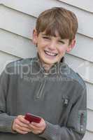 Boy Child Using Mobile Cell Phone