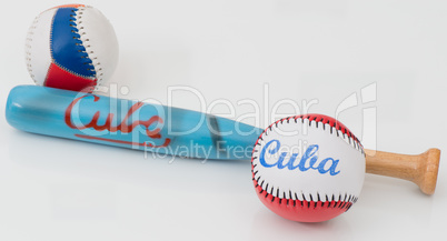 Baseballschläger mit Aufschrift Kuba auf weißem Hintergrund