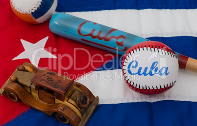 kubanische Gegenstände auf der Landesflagge von Kuba