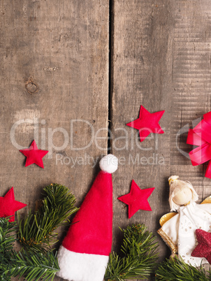 Decorative Christmas background on wood