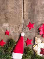 Decorative Christmas background on wood