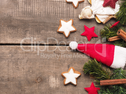 Colorful Christmas background with star shaped cookies