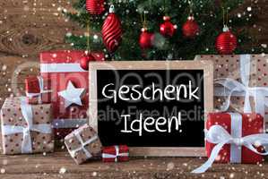 Colorful Christmas Tree With Snowflakes, Geschenk Ideen Means Gift Ideas.