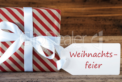 Present With Label, Weihnachtsfeier Means Christmas Party