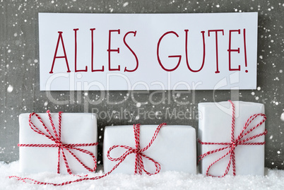 White Gift With Snowflakes, Alles Gute Means Best Wishes