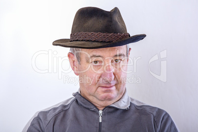 Man with hat as head cover