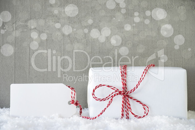 Gift, Cement Background With Bokeh, Copy Space
