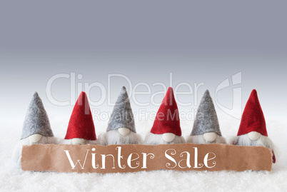 Gnomes, Green Background, Text Winter Sale
