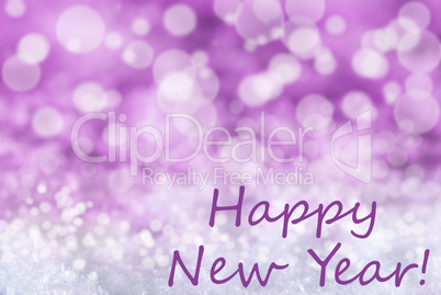 Pink Bokeh Christmas Background, Snow, Text Happy New Year