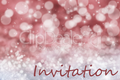 Red Bokeh Christmas Background, Snow, Text Invitation