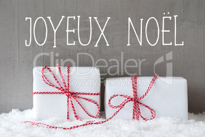 Two Gifts With Snow, Joyeux Noel Means Merry Christmas