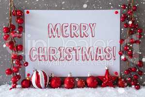 Label, Snowflakes, Balls, Text Merry Christmas