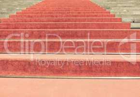 Vintage looking Red carpet on stairway