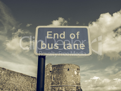 Vintage looking End of bus lane