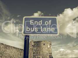 Vintage looking End of bus lane