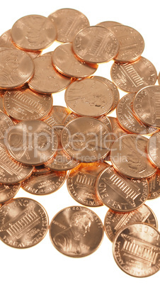 Dollar coins 1 cent wheat penny cent - vertical