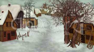 Winter Landscape of Old Dutch Village