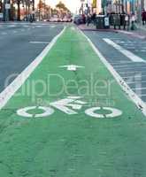 Bike lane painted in green